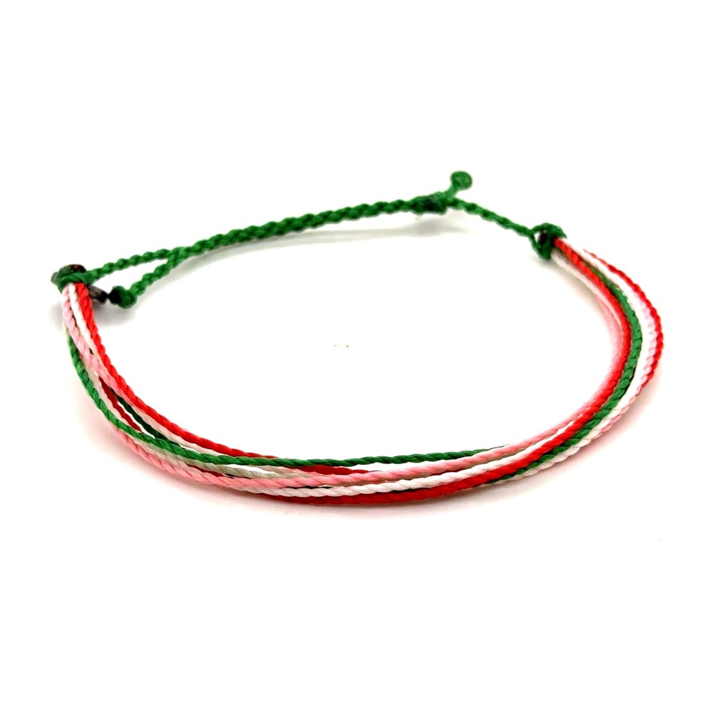 Pura Vida Multi Strand Cord Bracelet Green Red Pink White Adjustable Charm